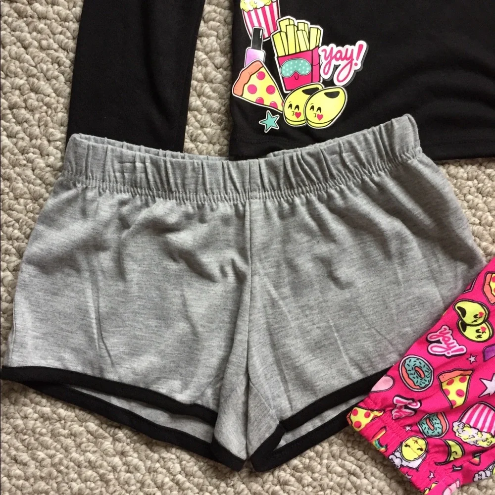 Girls Pajama Set Slumber Party Top Shorts & Pants 3 Piece Outfit Size 5/6 NWT‎